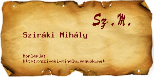 Sziráki Mihály névjegykártya